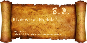 Blahovics Markó névjegykártya